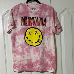 NIRVANA Pink and White Tie-Dye Tee NWOT